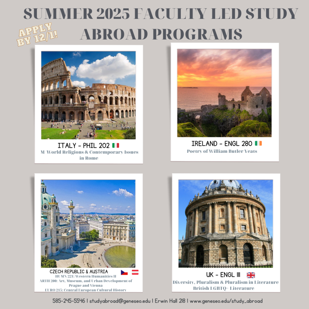 Summer 2025 Faculty Led Study Abroad Programs