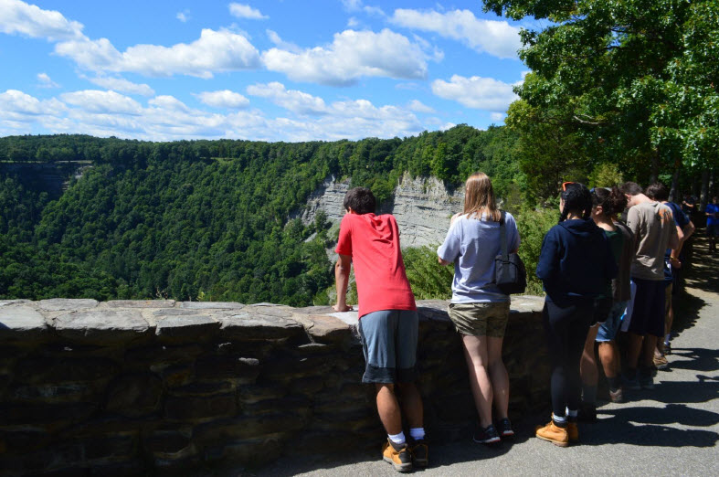 students looking over a canyon