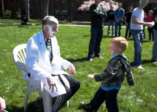 professor after getting pied by a child