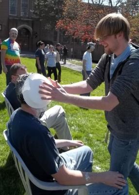 professor getting pied twice by the same student