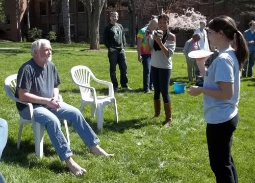 professor about to get pied from a distance