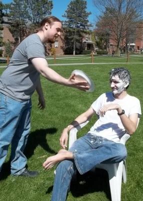 student about to get pied