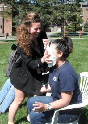 professor getting pied by student