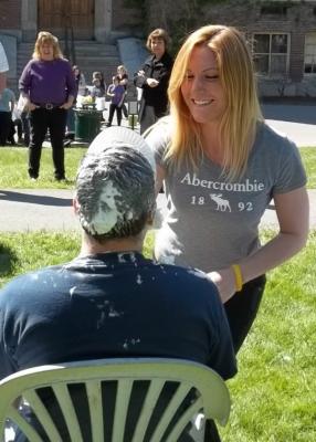 professor getting pied by a student