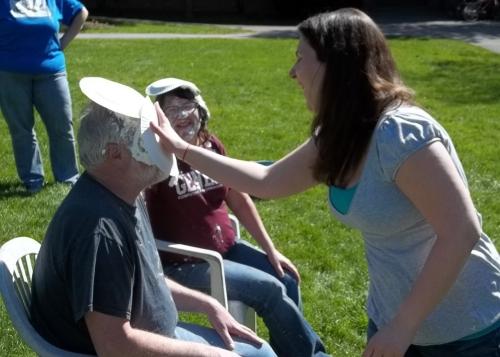 professor getting pied by student