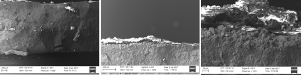 SEM images of lead acid plates after a complete discharge cycle.