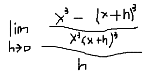 Limit of (x^3 - (x+h)^3) / hx^3(x+h)^3