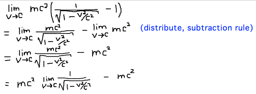 Derive lim(v->c)( 1/sqrt(1-v^2/c^2) ) as key limit