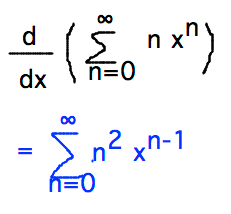 Derivative of sum n x^n is sum of derivative of terms