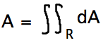 A = integral over R of dA