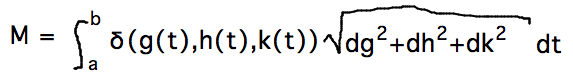 M = integral of density times magnitude of v