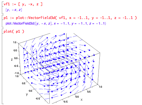 Vector field with piral pattern of vectors