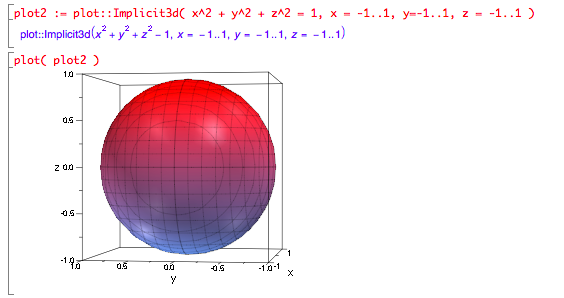 plot::Implicit3d with equation x^2+y^2+z^2=1