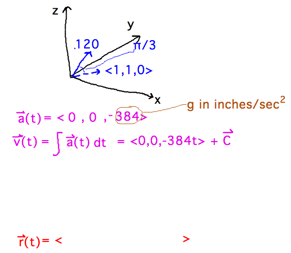 a = (0,0,-g) so v = (0,0,-gt)