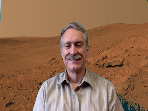 Prof Baldwin standing in a Martian landscape
