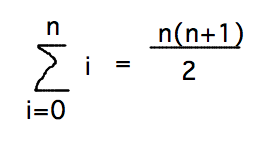 Sum of integers from 0 to n = n(n+1)/2