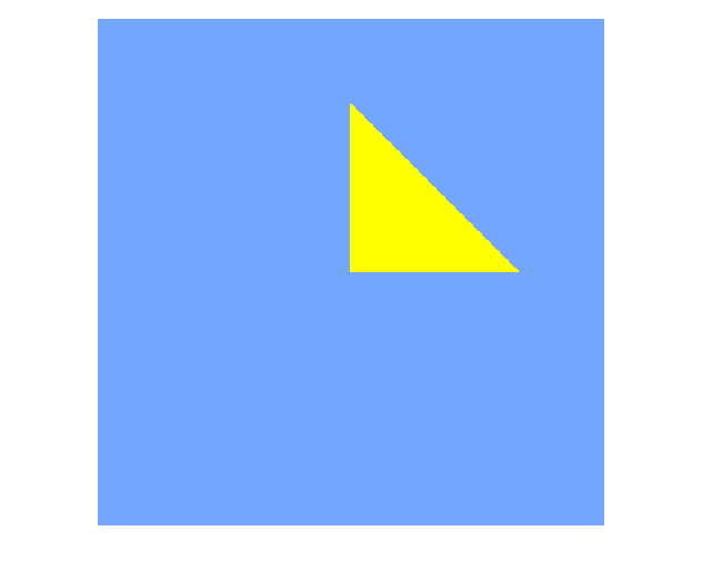 Yellow triangle against blue background