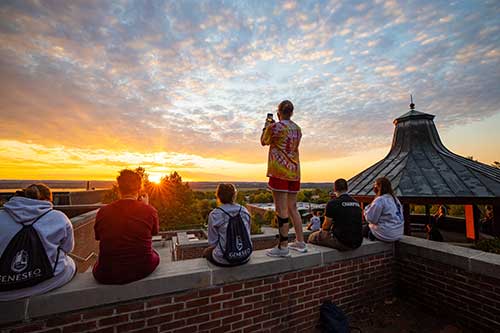 students in the sunset