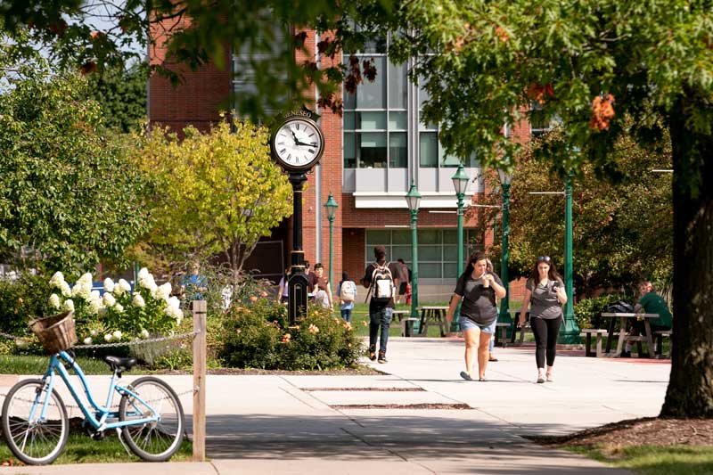 students walking on campus