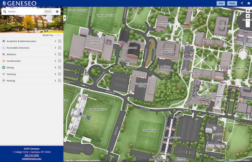 SUNY Geneseo Campus Map Screenshot