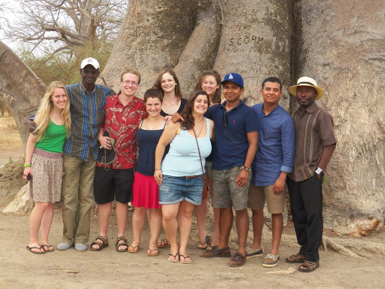 Dr Adabra With SUNY Geneseo students by a baobab tree