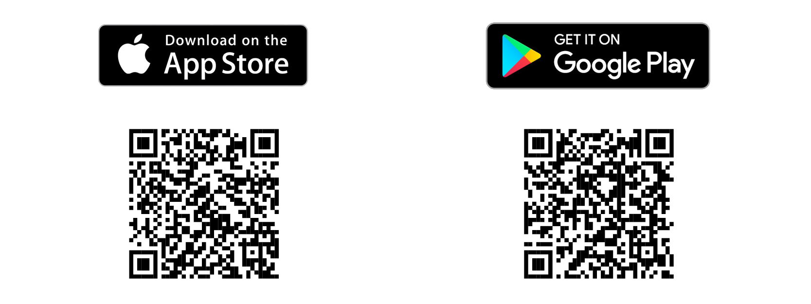 Apple Store and Google Play QR codes