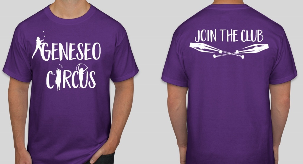 Geneseo Circus Club t-shirt design for Spring 2018, "Join the Club"