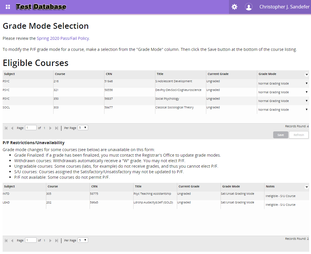 Elect P/F option simple directions SUNY Geneseo