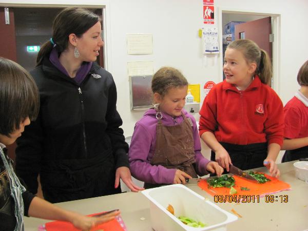 Student Teaching in the kitchen.