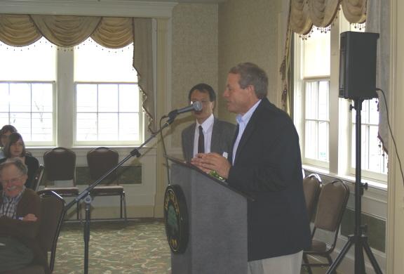 Distinguished History Department alumnus Joseph Bucci addresses the audience