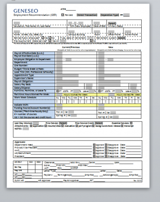 Geneseo Employment Recommendation Form Instructions Suny Geneseo