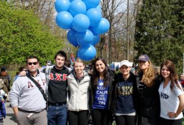 Greek Members and Order of Omega Members at a Syracuse Autism Awareness Walk in May 2012