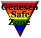 Geneseo Safe Zone sticker with rainbow triangle background