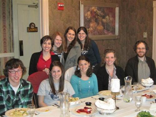 Math majors and faculty at math colloquium dinner