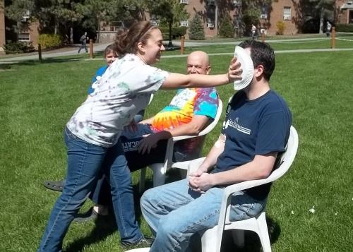 professor getting pied