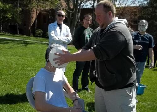 student getting pied