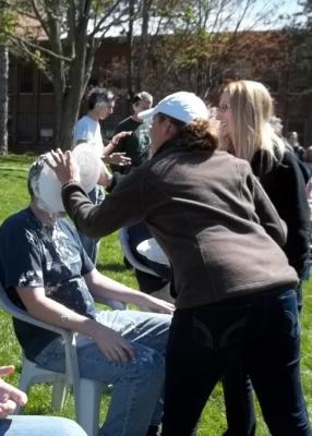 professor getting pied twice