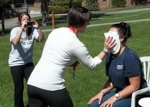 professor getting pied