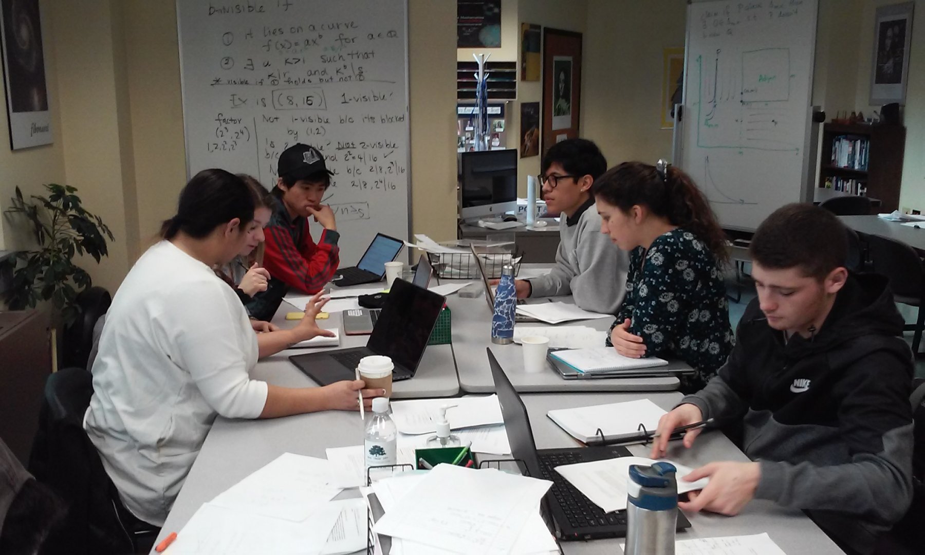 Dr. Pamela Harris lead a group of students working on a problem on Invisible Lattice Points.5