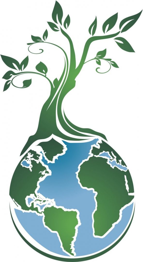 Earth Week image - picture of the earth with a tree growing out of it