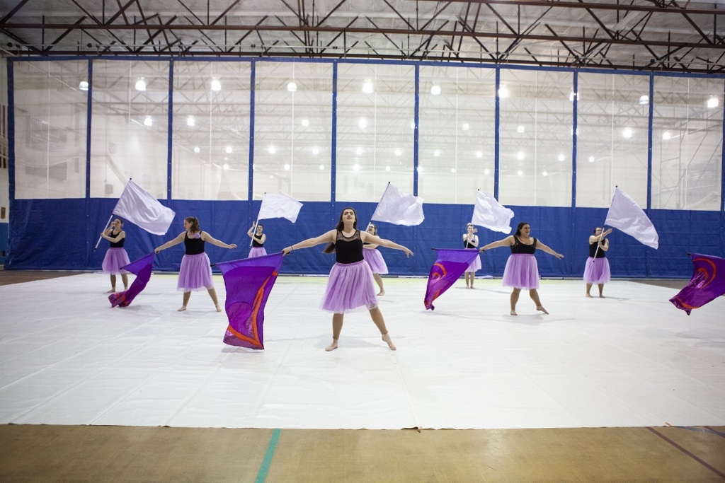 Geneseo Sapphire Winter Guard performing in Spring, 2019