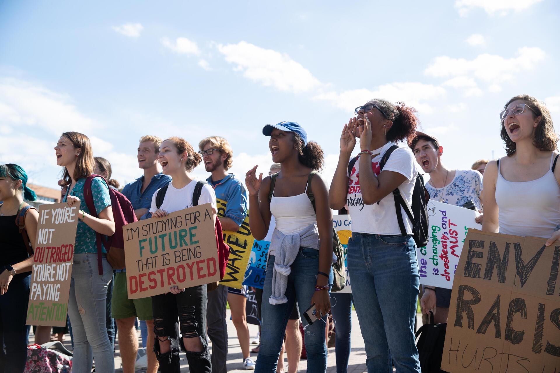 Students protesting at Climate Rally.