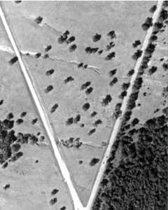 Black and white aerial photograph