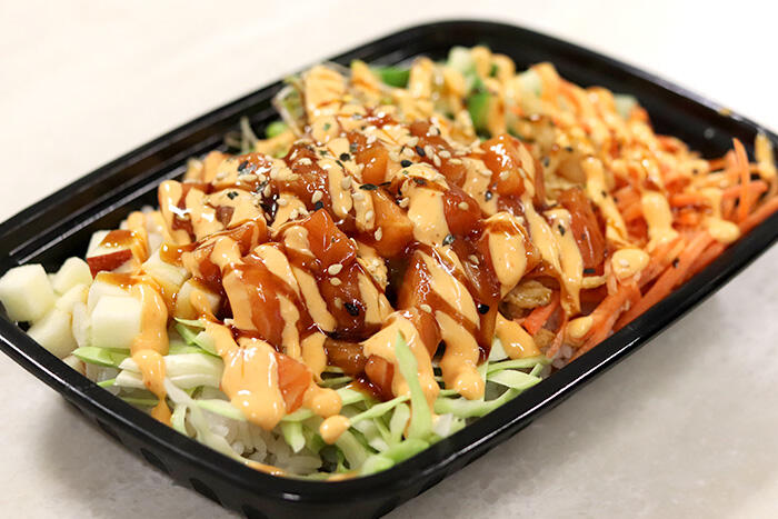 A specialty Kishido Bowl available at our on-campus sushi-bar.