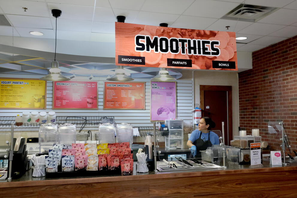 Smoothies station at Mary's upstairs in the Mary Jemison Dining Complex.