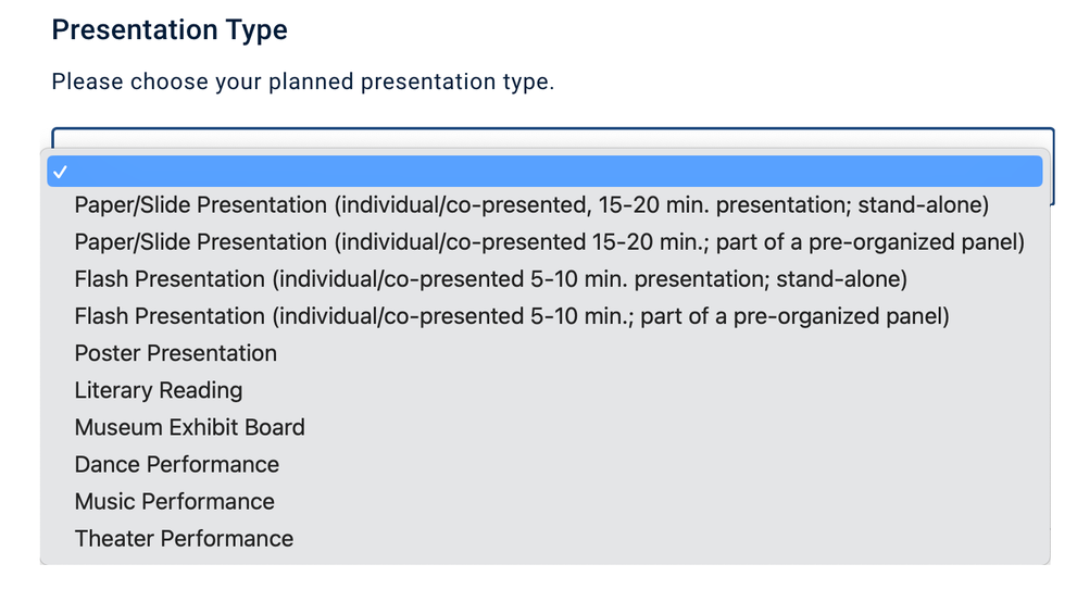 GREAT Day presentation type selection