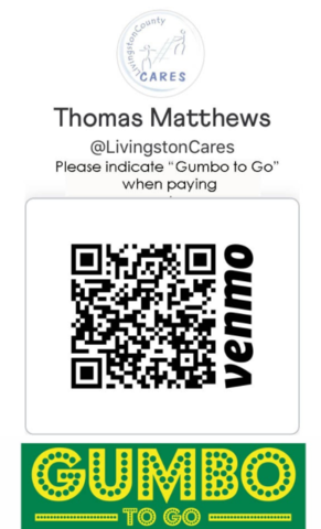 Image of Venmo QR Code and Handel for Gumbo-to-Go
