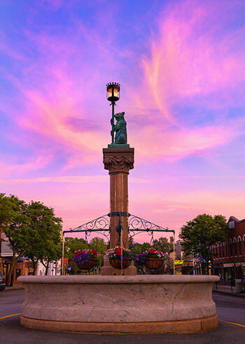 Photograph of Emmeline Bear Fountain in the Village of Geneseo, NY