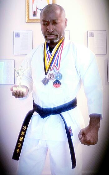 Dr. Adabra in karate uniform