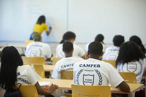 Camp College attendees in class
